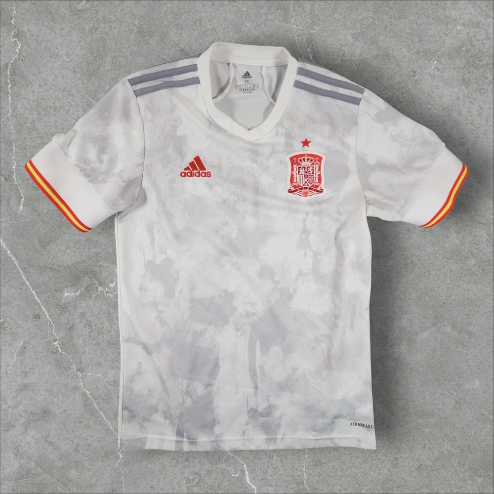 Adidas Spain National Team Jersey Mens Small White Grey Away Aeroready Soccer